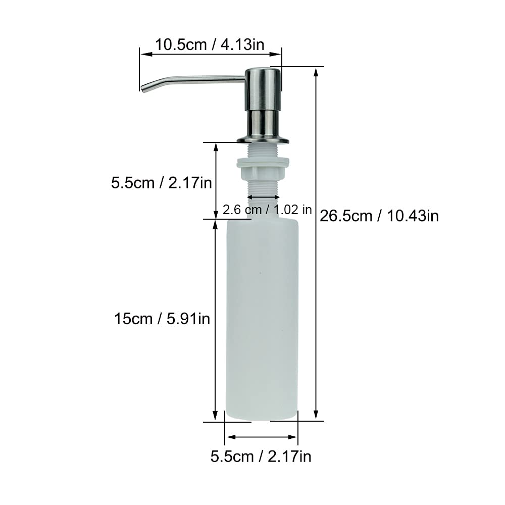Amicicare Kitchen Sink Soap Dispenser Top Refill Built-In Countertop S.S Steel Dispenser Pump With 360 Degree Rotating Head And